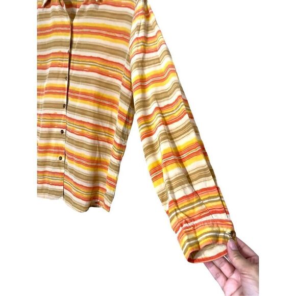 Liz Claiborne 100% Silk Striped Long Sleeve‎ Button Down Blouse Size 12 - Picture 3 of 6